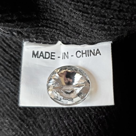 Unique Int'l Women's Rhinestone Button Cardigan Knit Sweater Medium Black - Picture 8 of 8